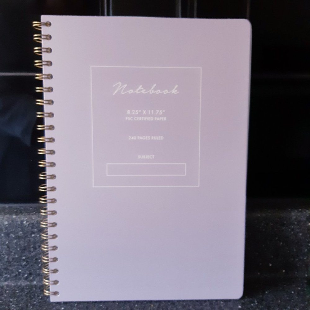 Large Hardcover Lavender Colored Spiral Bound Notebook 8.25" x 11.75"